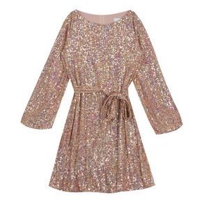 Girls size 12 sequin knit dress with tie waist